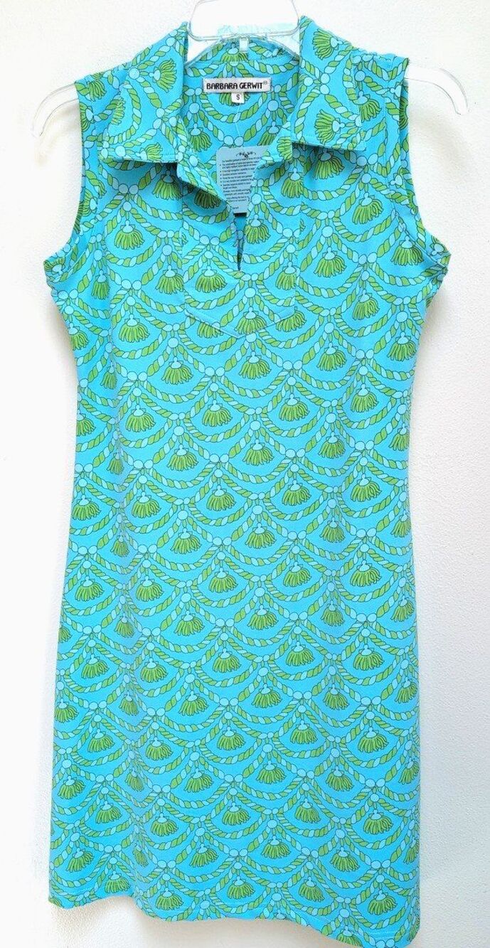 Barbara Gerwit Womens Sz S Sheath Dress Sleeveless Green Blue Resort Cruise
